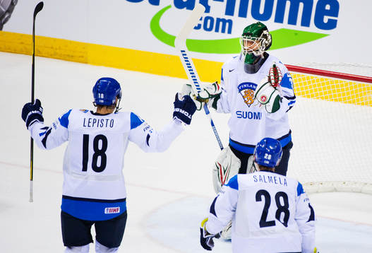Sami Lepistö, Petri Vehanen, målvakt, och Anssi Salmela,