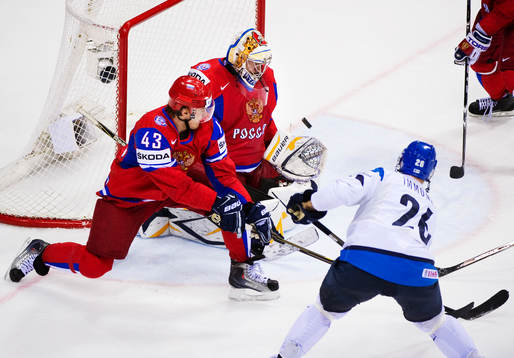 Jarkko Immonen, Finland, gör 3-0 bakom Konstantin Barulin,