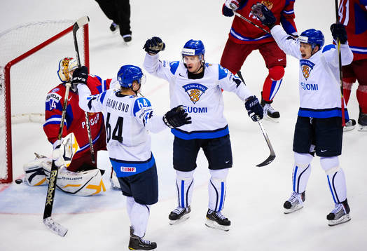 Mikael Granlund, Jarkko Immonen och Janne Niskala, Finland,