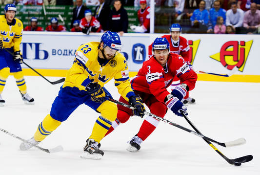 Niklas Persson, Sverige, kämpar mot Marek Zidlicky,