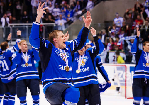 Mikko Koivu, Finland, jublar. Jubel, glädje, VM-guld,