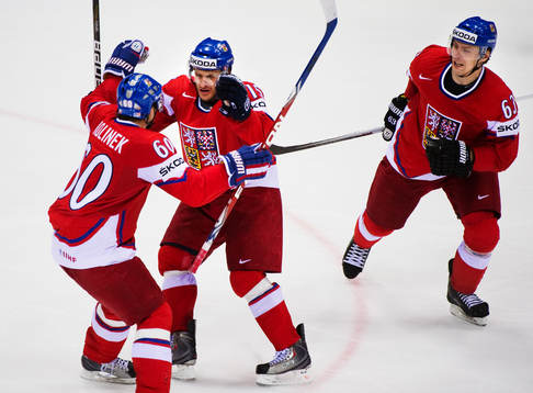 Tomas Rolinek, Jan Marek och Ondrej Nemec, Tjeckien, jubel