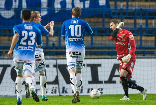 1-0 Marcus Pode, Trelleborg, jubel, Ante Covic, målvakt,