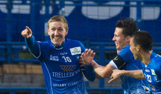 1-0 Marcus Pode, Trelleborg, jubel, glädje