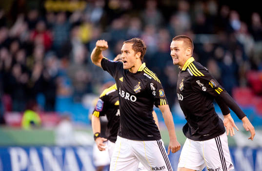 Niklas Backman och Alexander Milosevic, AIK jubel mot