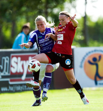 Margret Lara Vidarsdottir, Kristianstad, tas hårt i