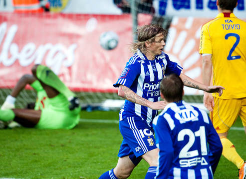 Andreas Drugge, Göteborg, gör 1-0, jubel