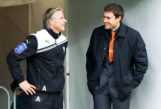 Roland Nilsson, tränare, Malmö FF och  Josep Clotet Ruiz,