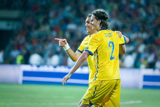 Johan Elmander och Mikael Lustig, jubel