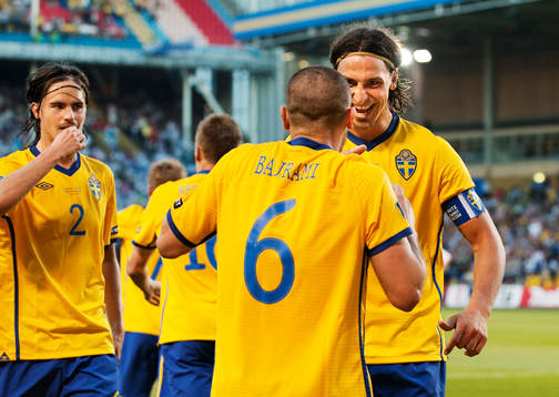 Mikael Lustig, Emir Bajrami och Zlatan Ibrahimovic, Sverige