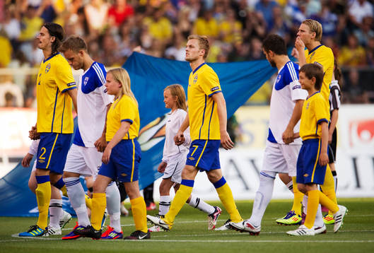 Mikael Lustig, Sebastian Larsson och Ola Toivonen, Sverige,