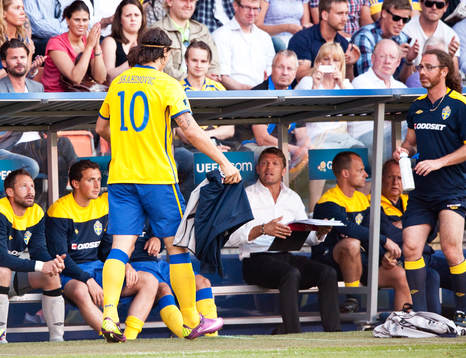 Zlatan Ibrahimovic, Sverige, bänk, byte