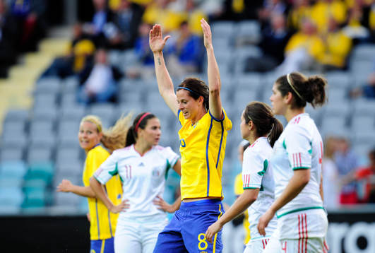 2-0 av Lotta Schelin, Sverige, glädje, jubel