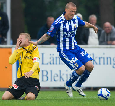 Mjällby åkte på en snyting, här David Löfquist,