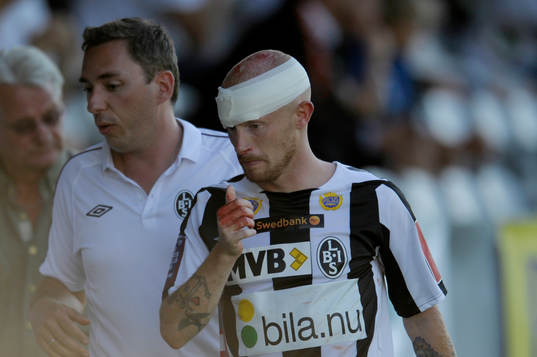 Max Mölder, Landskrona, skada, bandage, blod