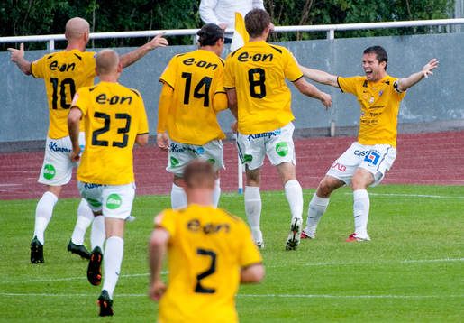 David Svensson, Falkenberg, gör 3-0, jubel