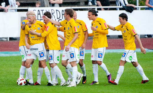 Per Johansson, Falkenberg, gör 2-0, jubel