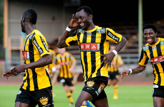 John Chibuike, Häcken, gör 5-0, jubel
