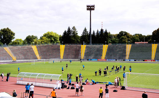 Överblick på arenan. Arena, stadion