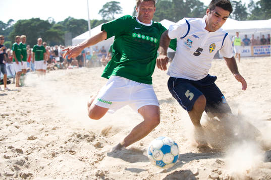 Fotboll, beachfotboll, kändislaget Unibet - Malmö