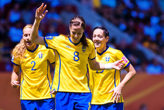 Lotta Schelin, Therese Sjögran, Sverige, jubel