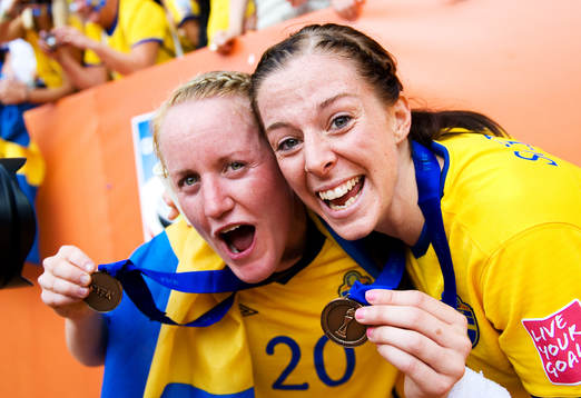 Marie Hammarström, Lotta Schelin, Sverige, jubel, glädje.