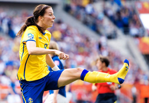 Lotta Schelin, Sverige, jubel, glädje 1-0
