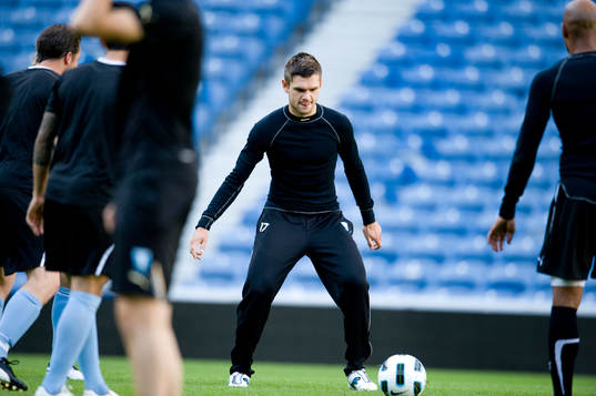 Fotboll, kval till Champions League, Malmö FF i Glasgow,