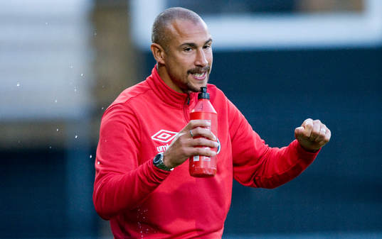 Henrik Larsson, tränare, Landskrona (Jubel)