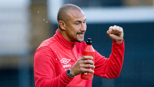 Henrik Larsson, tränare, Landskrona (Jubel)