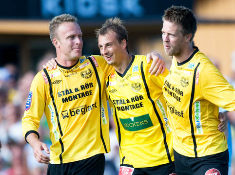 Marcus Ekenberg,  Joachim Lantz och Pär Eriksson, Mjällby