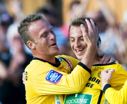 Marcus Ekenberg och Pär Eriksson, Mjällby (Jubel)