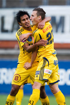 Martin Andersen, Ängelholm, gör 0-1, jubel Antonio Rojas