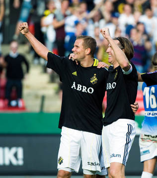 Robert Åhman-Persson och Nils-Eric Johansson, AIK, jubel