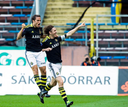 Niklas Backman och Nils-Eric Johansson, AIK, jubel