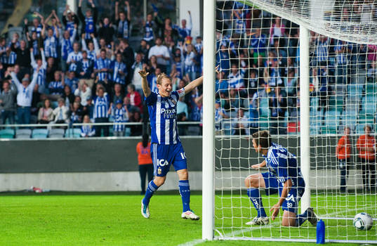 Hannes Stiller, IFK Göteborg, gör 3-0, jubel Joel