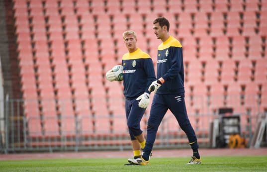Pär Hansson och Andreas Isaksson, målvakt