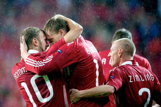 Dennis Rommedahl, Niklas Bendtner, Danmark, jubel