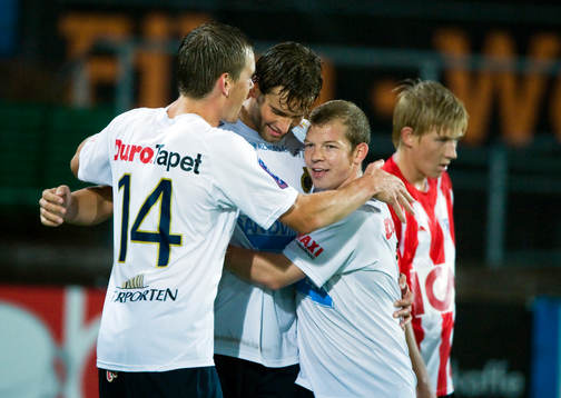 Jens Portin, Mikael Dahlberg och Jonas Lantto, Gefle, jubel
