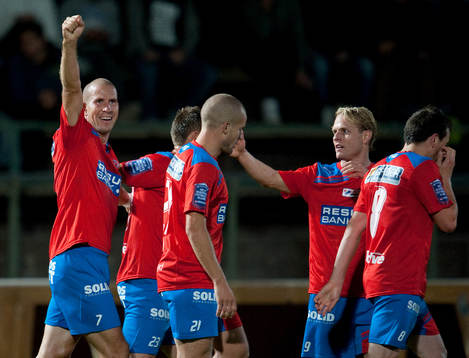 Mattias Lindström, Helsingborg, gör 1-1, jubel