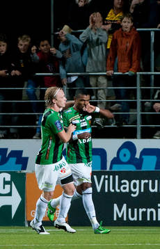 Wanderson do Carmo, GAIS, gör 0-3, jubel Jesper Florén