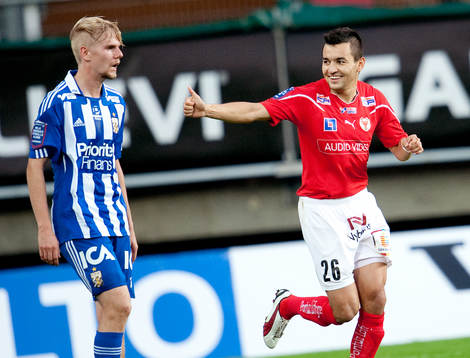 Emin Nouri, Kalmar, gör 2-0, jubel, Erik Lund,  Göteborg,