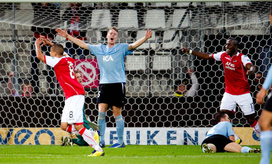 Adam Maher, AZ Alkmaar, jubel, Pontus Jansson, Malmö FF