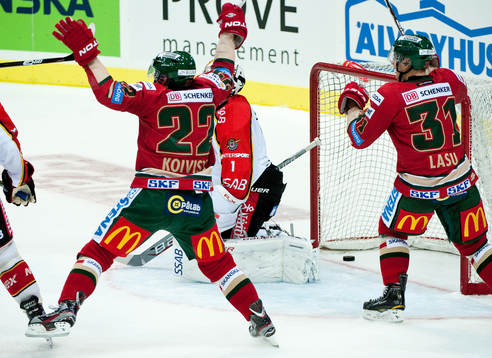 Mikael Johansson, Frölunda, gör 1-1, jubel