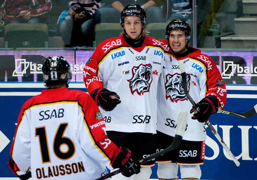 Johan Harju, Luleå, gör 0-1, jubel Mattias Persson,