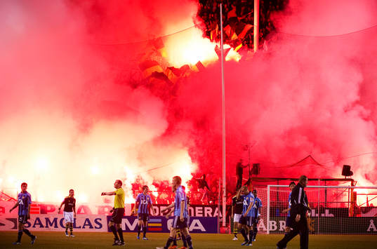Matchen fick avbrytas tillfälligt