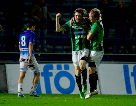 Markus Gustafsson, Gais har gjort 1-0. Jubel