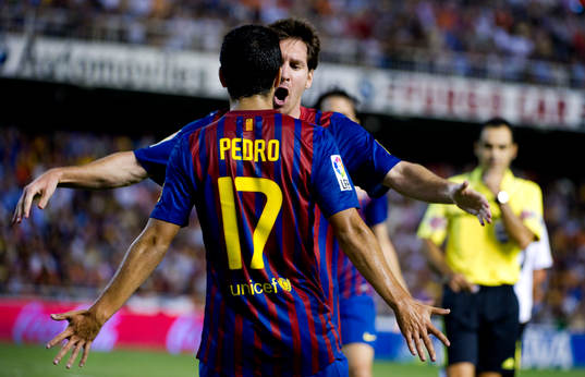 Lionel Messi, Pedro Rodriguez, Barcelona jubel vid 1-1
