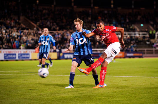 Ricardo Santos, Kalmar, skjuter mot mål
