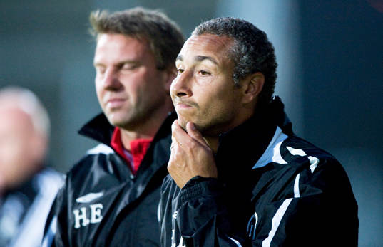 Henrik Larsson och Hans Eklund, tränare, Landskrona